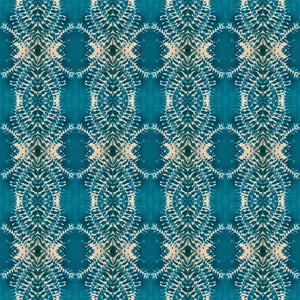 Lumiere wallpaper by Tatie Lou in teal, full repeat of an Art Deco medallion