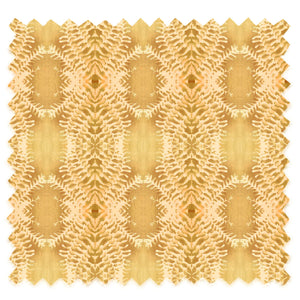Lumiere velvet by Tatie Lou in yellow, flat sample of an Art Deco medallion