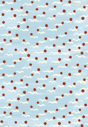 Malo wallpaper by Claire de Quénetain in red, flat sample of scattered tiny motifs