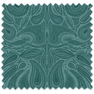 Margaux velvet by Tatie Lou in teal, full repeat of marbled swirls