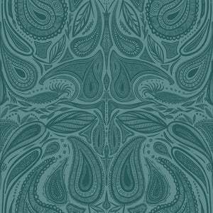 Margaux velvet by Tatie Lou in teal, draped, showing marbled swirls