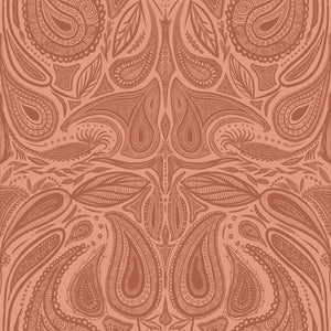 Margaux velvet by Tatie Lou in coral, in soft folds showing marbled swirls