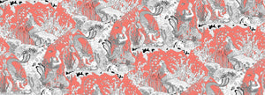 Mermaids wallpaper by Dupenny in coral, flat sample of mermaids and waves