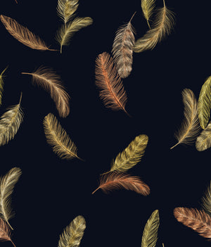 Newtown Creek wallpaper by XV Interiors in navy, pattern sample of drifting feathers