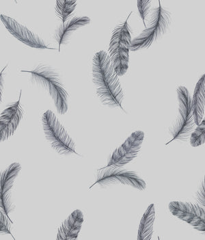 Newtown Creek wallpaper by XV Interiors in grey, pattern sample of drifting feathers
