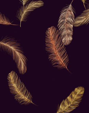 Newtown Creek wallpaper by XV Interiors in brown, flat sample of drifting feathers