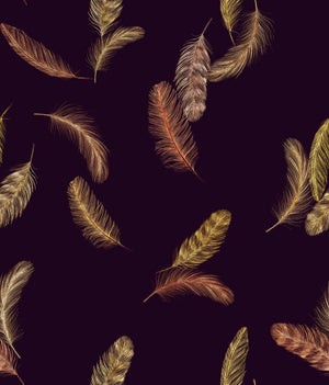 Newtown Creek wallpaper by XV Interiors in brown, full repeat of drifting feathers