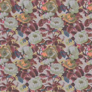 Rococo Roses wallpaper by Tatie Lou in sage green, pattern sample of painterly roses