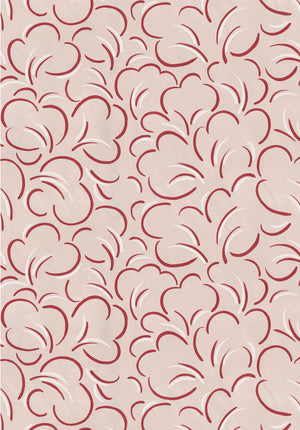 Paola linen by Claire de Quénetain in pink, draped, showing looping line work