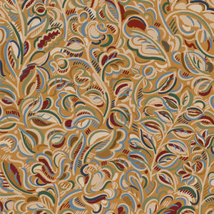 Raphaelle linen by Claire de Quénetain in brown, in soft folds showing a hand-painted floral design