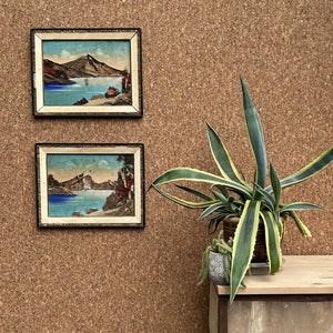 Real Cork wallpaper by The Monkey Puzzle Tree in brown, natural cork above a sideboard