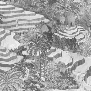 Rice Terrace Max wallpaper by Brand McKenzie in black and white, close-up of large-scale rice terraces