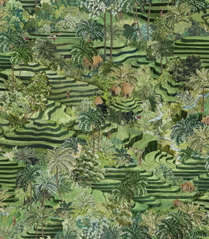 Rice Terrace Max wallpaper by Brand McKenzie in green, pattern detail of large-scale rice terraces