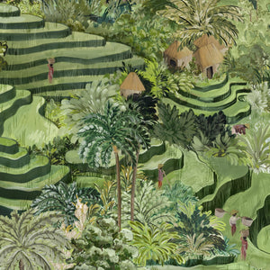 Rice Terrace Max wallpaper by Brand McKenzie in green, close view of large-scale rice terraces