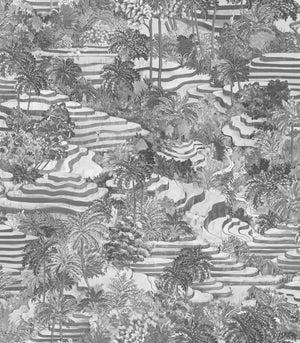 Rice Terrace Standard wallpaper by Brand McKenzie in black and white, detail of rice terraces