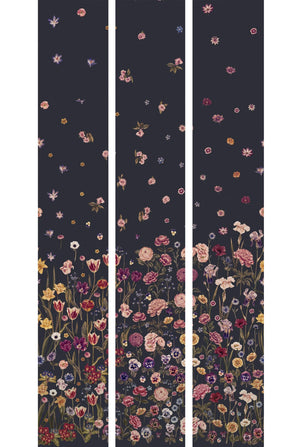 Seasons in Bloom wallpaper by Victoria Sanders in charcoal, flat sample (alternate view)