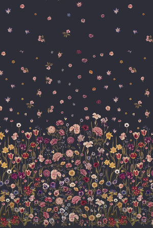 Seasons in Bloom wallpaper by Victoria Sanders in charcoal, full repeat (alternate view)