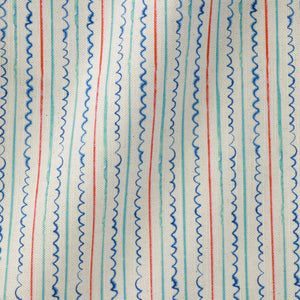 Sail Ahoy linen by Seed Home Designs in blue, full repeat of fine nautical stripes