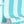 Scallop Lane wallpaper by Liberty James Studio in turquoise and white, partly unrolled roll showing scalloped stripes
