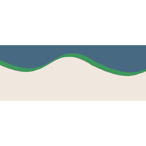 Scroll border wallpaper by Parker and Jules in blue, full repeat of a wavy scroll border