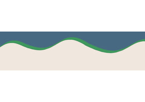 Scroll border wallpaper by Parker and Jules in blue, full repeat of a wavy scroll border