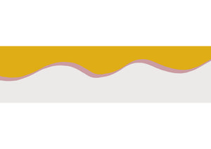 Scroll border wallpaper by Parker and Jules in yellow, flat sample of a wavy scroll border