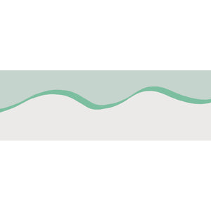 Scroll border wallpaper by Parker and Jules in aqua, flat sample of a wavy scroll border