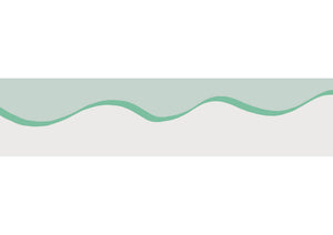 Scroll border wallpaper by Parker and Jules in aqua, flat sample of a wavy scroll border