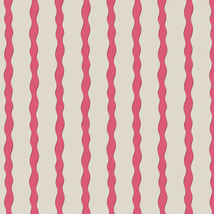 Scroll Stripe linen by Parker and Jules in pink, full repeat of wavy scroll stripes