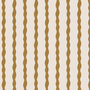 Scroll Stripe linen by Parker and Jules in yellow, full repeat of wavy scroll stripes