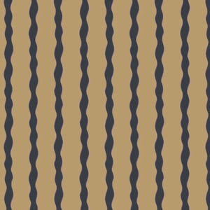 Scroll Stripe linen by Parker and Jules in beige, flat sample of wavy scroll stripes