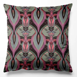 Soltar velvet by Tatie Lou in pink, a Deco arch pattern as a cushion