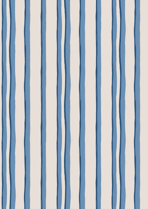 Somerset Stripes velvet by Annika Reed in blue, flat sample of painted stripes