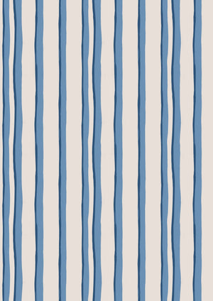 Somerset Stripes wallpaper by Annika Reed in blue, full repeat of painted stripes