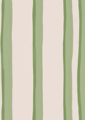 Somerset Stripes velvet by Annika Reed in green, full repeat of painted stripes