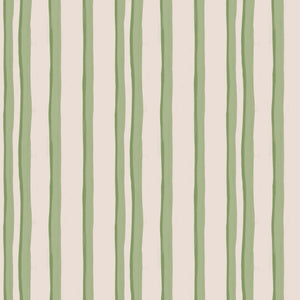 Somerset Stripes linen by Annika Reed in green, flat sample of painted stripes