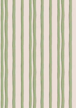 Somerset Stripes velvet by Annika Reed in green, pattern sample of painted stripes