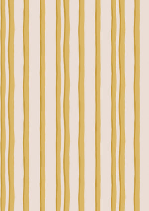 Somerset Stripes wallpaper by Annika Reed in yellow, flat sample of painted stripes