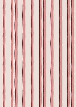 Somerset Stripes linen by Annika Reed in pink, pattern sample of painted stripes