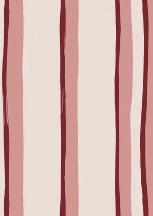 Somerset Stripes wallpaper by Annika Reed in red, flat sample of painted stripes