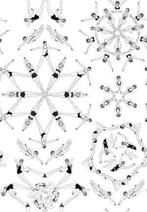 Splash wallpaper by Dupenny in black and white, flat sample of synchronised swimmers