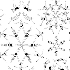 Splash wallpaper by Dupenny in black and white, full repeat of synchronised swimmers
