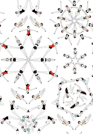 Splash wallpaper by Dupenny in multicolour, full repeat of synchronised swimmers