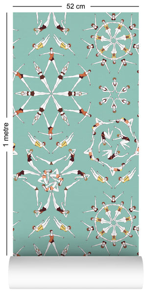 Splash wallpaper by Dupenny in aqua, pattern sample of synchronised swimmers