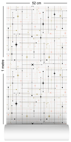 Star-Crossed wallpaper by Dupenny in cream, full repeat of a star-crossed grid