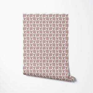 Picnic in the Flowers wallpaper by Studio Le Cocq in red, roll showing a small floral lattice