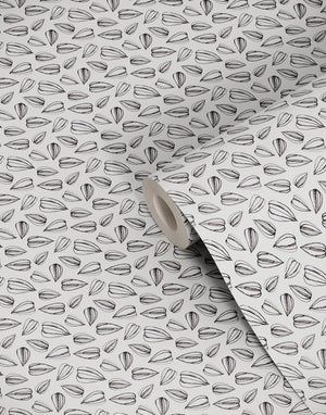 Sunflower Seed wallpaper by Seed Home Designs in black, roll showing sunflower seeds