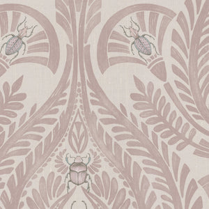 The Great Damask wallpaper by Brand McKenzie in pink, close view of a large-scale damask