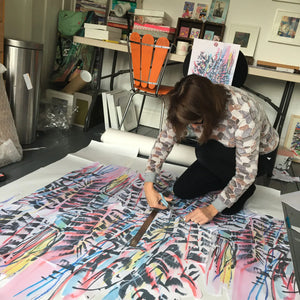 Rita Does Jazz velvet by The Monkey Puzzle Tree, the artist painting the original artwork
