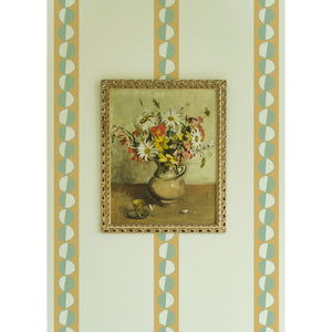 The Circus Big Top wallpaper by Annika Reed in yellow and green, close-up of big top stripes
